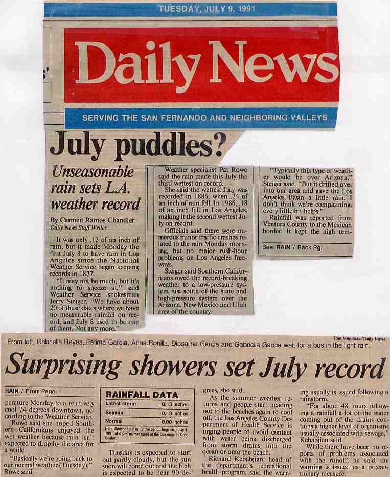 Daily News article about record breaking rain